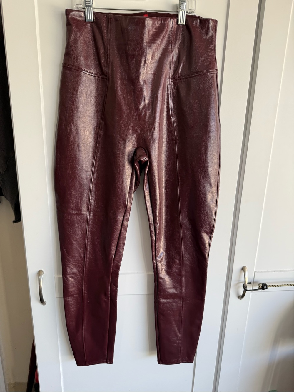 Spanx High-Waist Faux Leather Leggings - Deep Burgundy